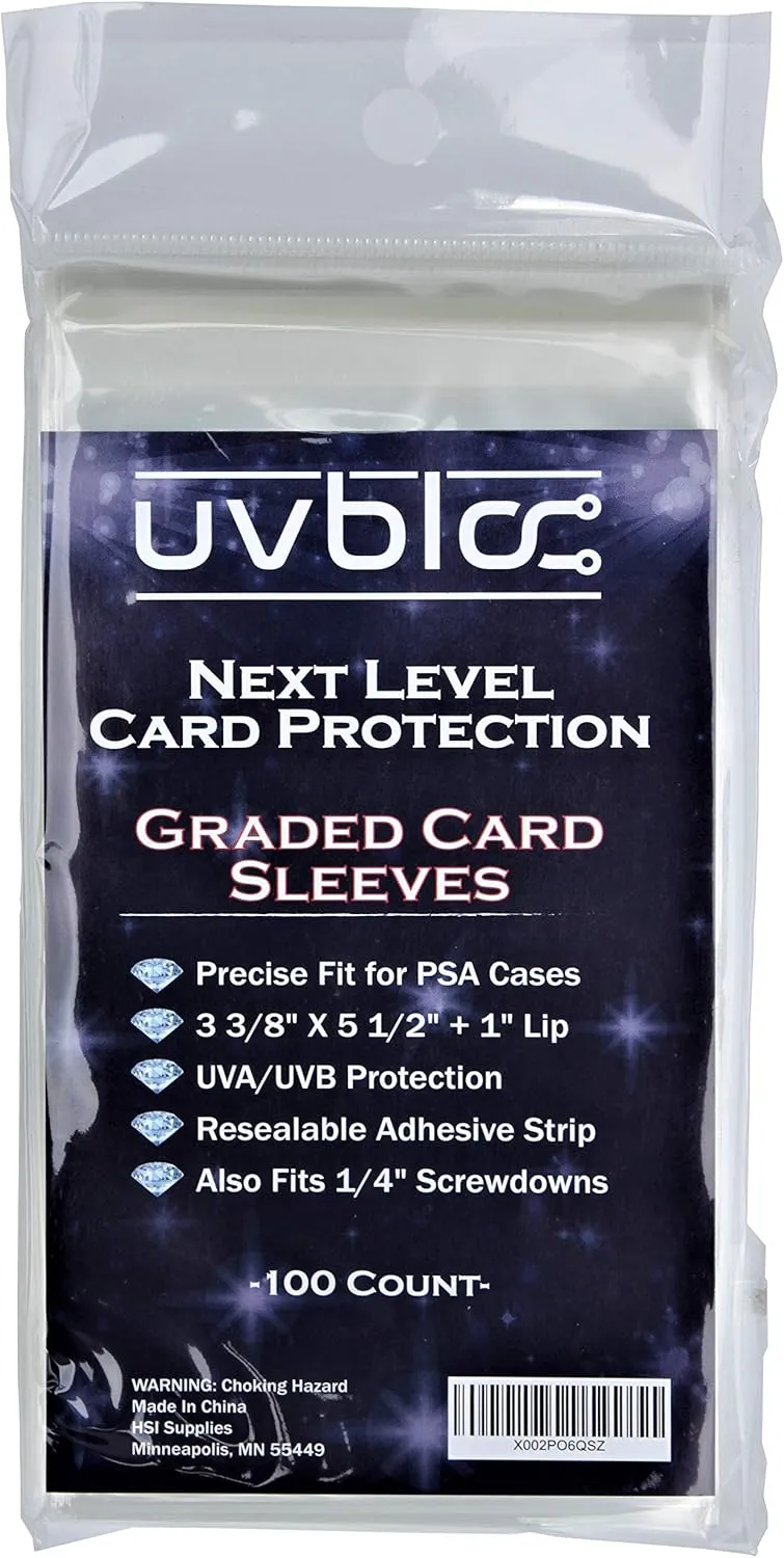 PSA Graded Card Bags Sleeves (100 Count) Soft Holders for Trading Baseball Sports Slabs