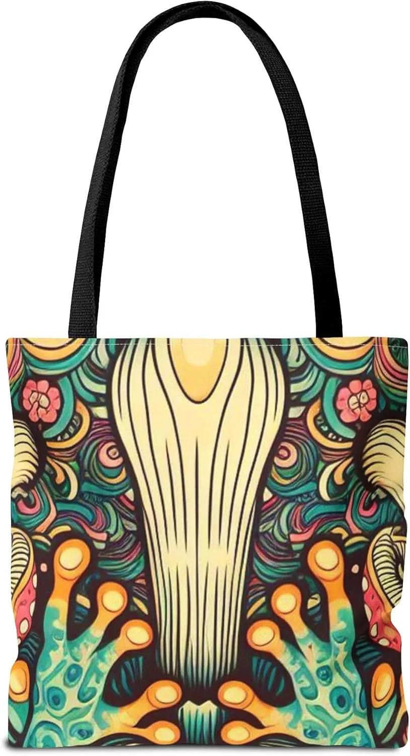 Psychedelic Frog Tote Bag – Trippy Hippy Style Eco-Friendly Reusable Shopping Bag for Women