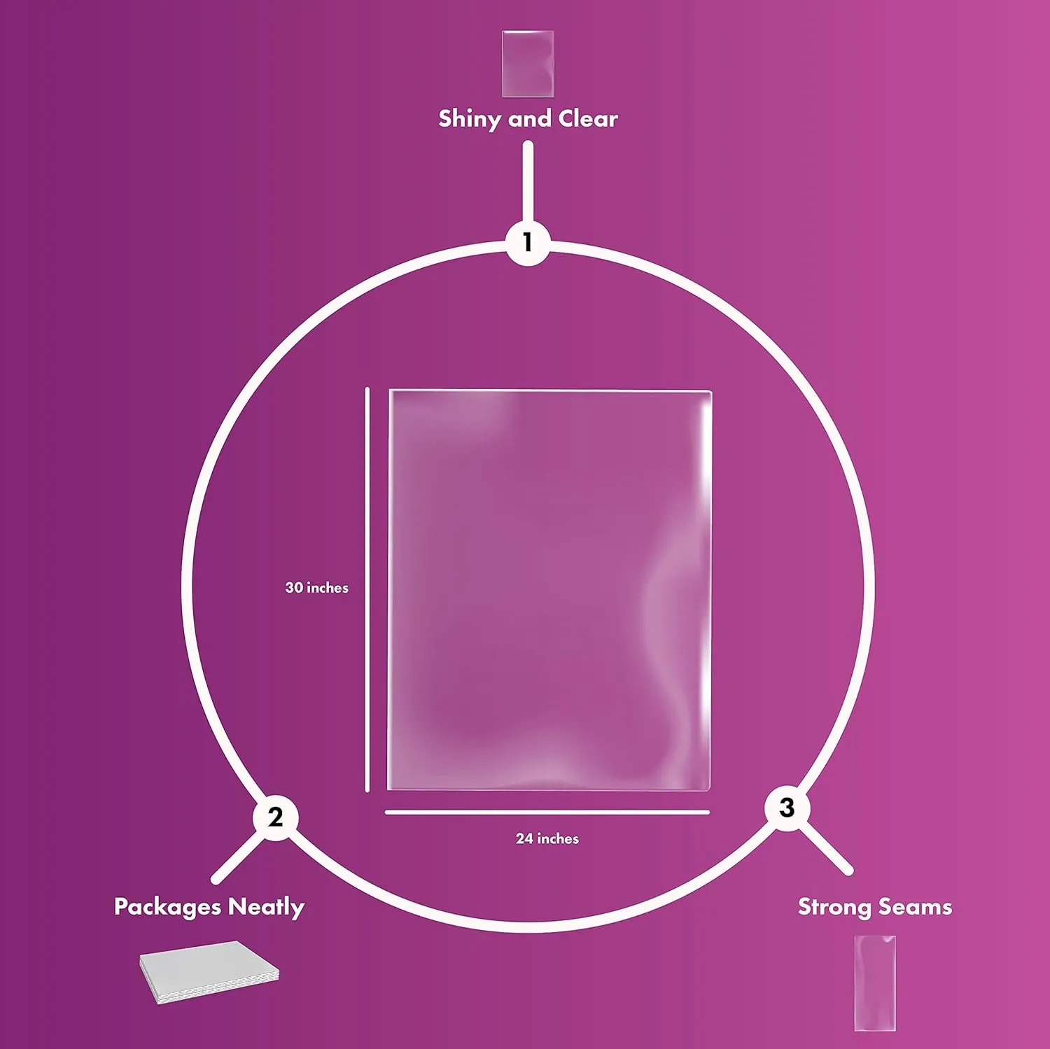 Purple Q Crafts Shrink Wrap Basket Bags 20 Pack For Gift Baskets Clear cellophane PVC Shrink Bags 24"X 30"……