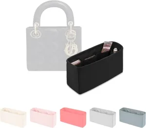 Purse Insert Organizer for Lady-Dior Purse, Soft-touch Bag Insert, Inner Bags with Multiple Pockets for Storage (Small, Black)