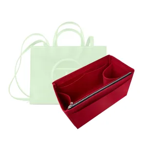 Purse Organizer compatible with Telf** Bag, Large Organizer Medium Cup Holder, Handmade 2mm Premium Felt Insert with Silver Zipper, Snug Sturdy Fit (For Telfa* Medium Shopping Bag, Tea)