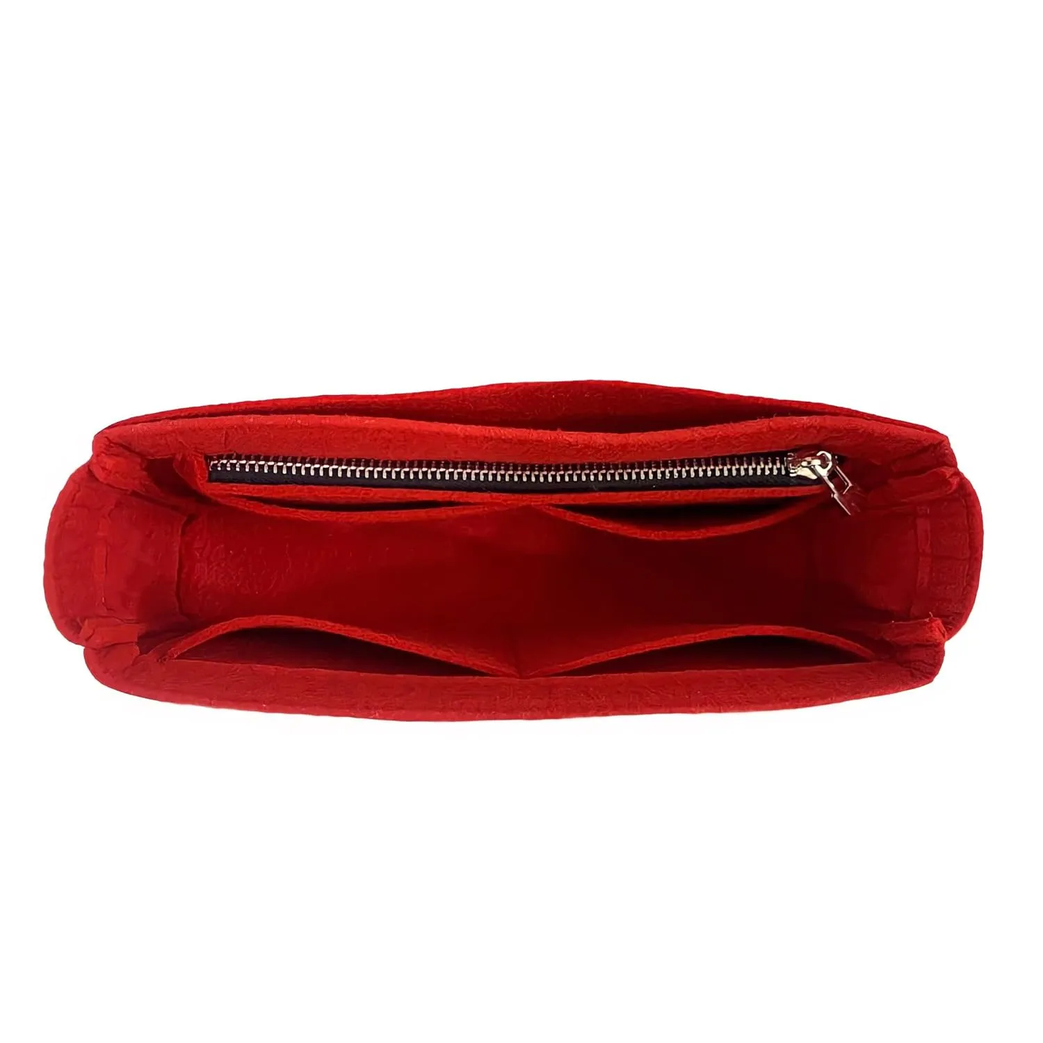 Purse Organizer for Fendi Mama Baguette Bag Organizer, Zucca Mamma Baguette Bag Insert, Handmade Snug Sturdy 2mm Thick Felt Gold Zipper (For Mama Baguette, Brown)
