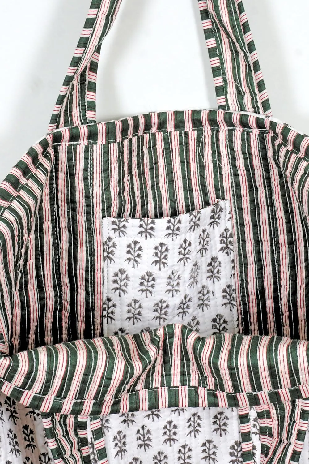 Quilted Cotton Handprinted Reversible Large multicolor Floral Tote Bag