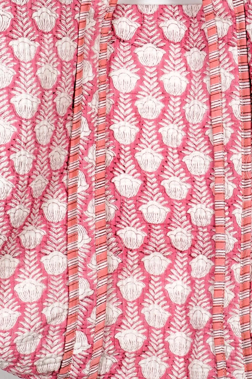 Quilted Cotton Handprinted Reversible Large multicolor Floral Tote Bag