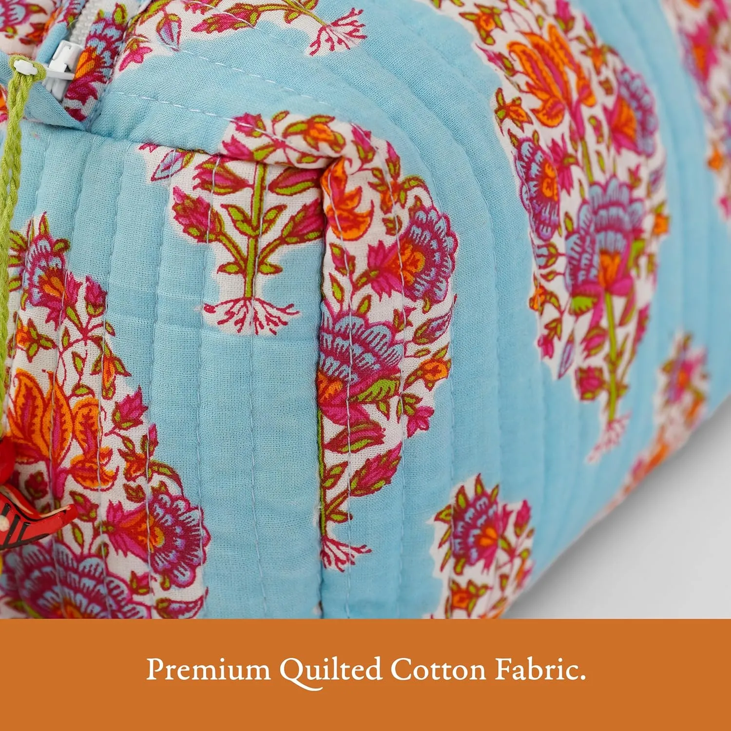 Quilted Floral Makeup Bag Set – Kashmir Pattern 3 Sizes, Waterproof Lining, Make Up Travel Cosmetic & Toiletry Bags For Traveling Women