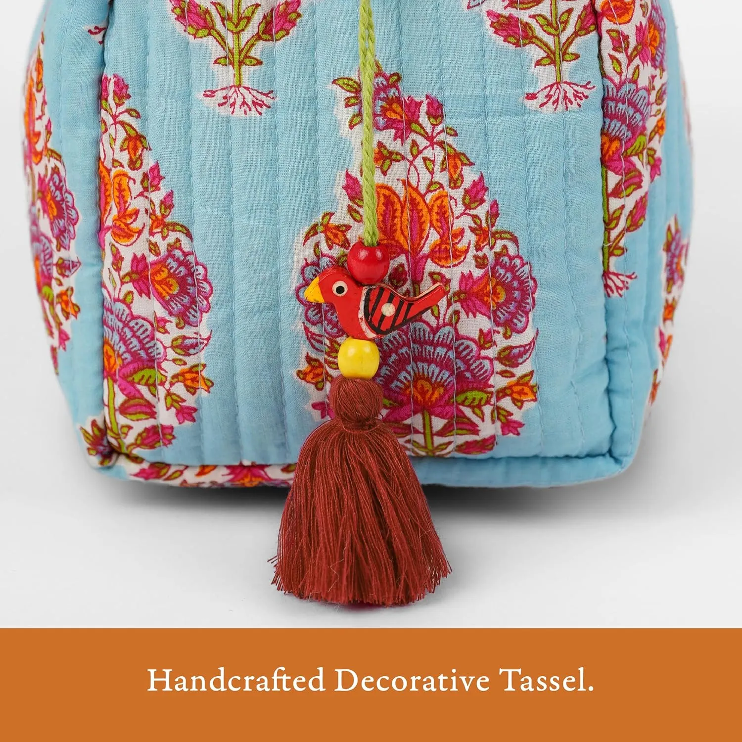 Quilted Floral Makeup Bag Set – Kashmir Pattern 3 Sizes, Waterproof Lining, Make Up Travel Cosmetic & Toiletry Bags For Traveling Women