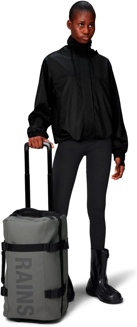 RAINS Texel Cabin Bag - Grey Waterproof Travel Bag Men & Women - Lightweight Suitcase with Coated Tonal Zip Closure and Bifold Case with Two Mesh Closures - 2 Year Warranty