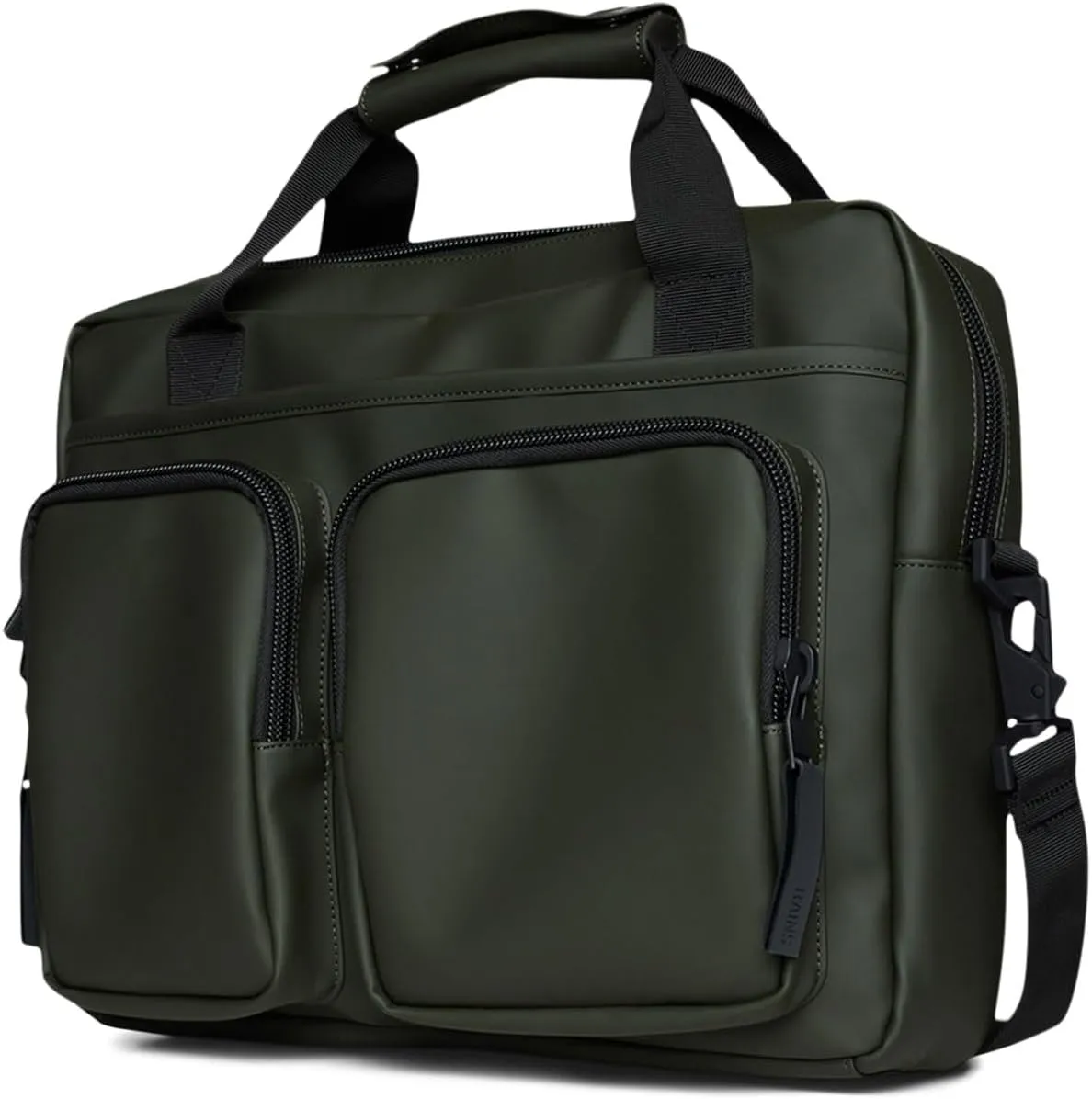 RAINS Texel Tech Laptop Bag - Waterproof Bag for College or Work, Fits up to 15 inches laptop, Travel Backpack with Front Zip Pockets and Divided Main Compartment (Green)