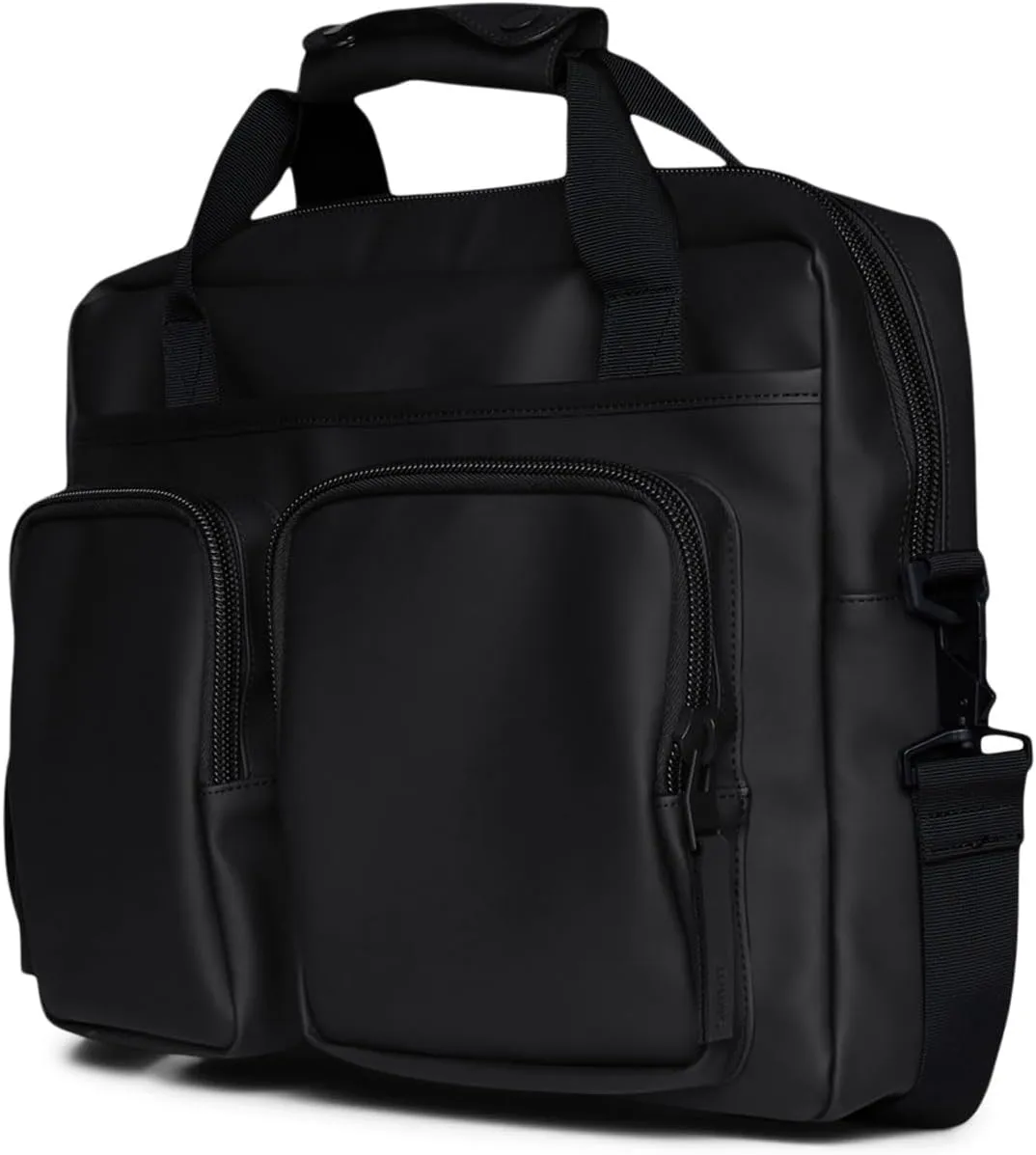 RAINS Texel Tech Laptop Bag Waterproof Bag for College, Work Fits 15 inches laptop Travel Backpack Front Zip Pockets (Black)