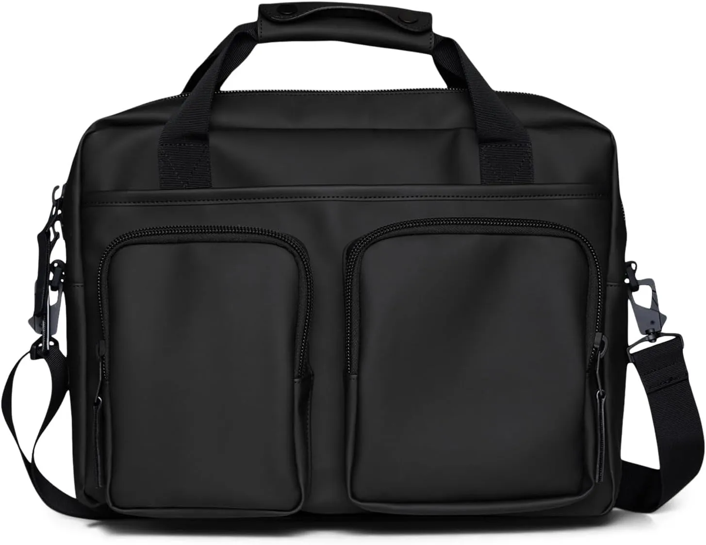 RAINS Texel Tech Laptop Bag Waterproof Bag for College, Work Fits 15 inches laptop Travel Backpack Front Zip Pockets (Black)