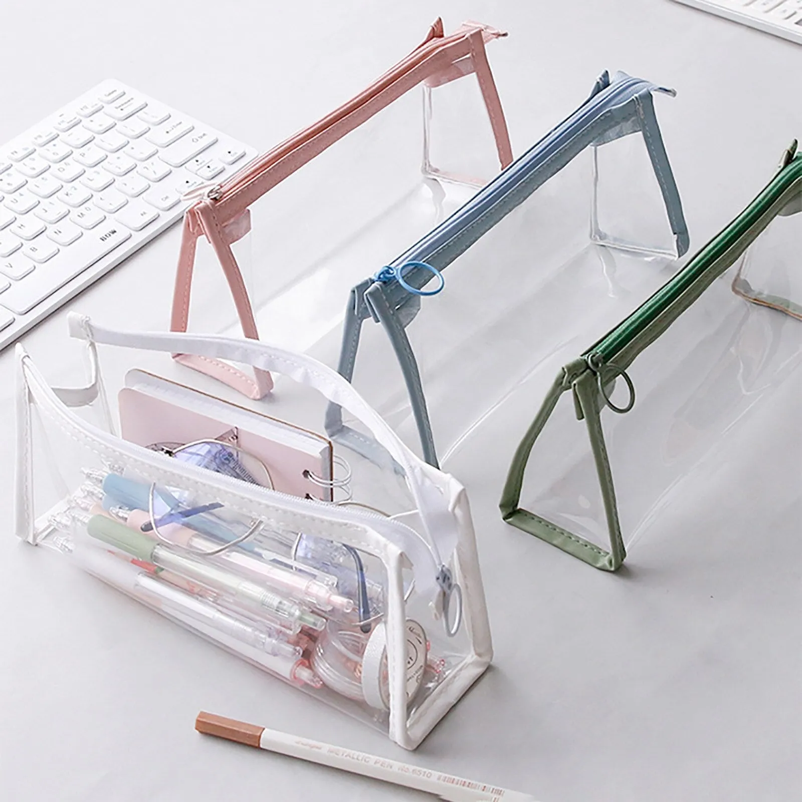 Realaiot Exam Transparent Pencil Case Office Student Pencil Cases School Supplies Kawaii Pen Box Astuccio Scuola Estuche Escolar