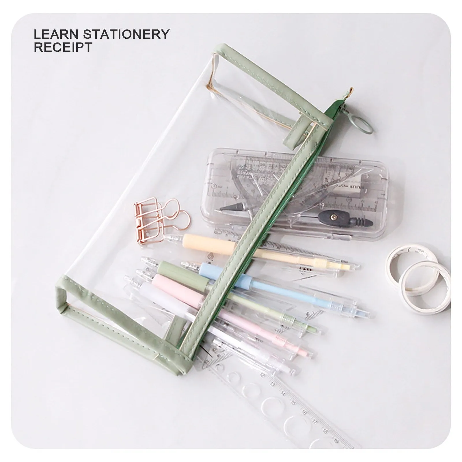 Realaiot Exam Transparent Pencil Case Office Student Pencil Cases School Supplies Kawaii Pen Box Astuccio Scuola Estuche Escolar