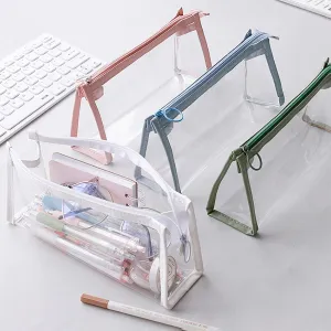 Realaiot Exam Transparent Pencil Case Office Student Pencil Cases School Supplies Kawaii Pen Box Astuccio Scuola Estuche Escolar