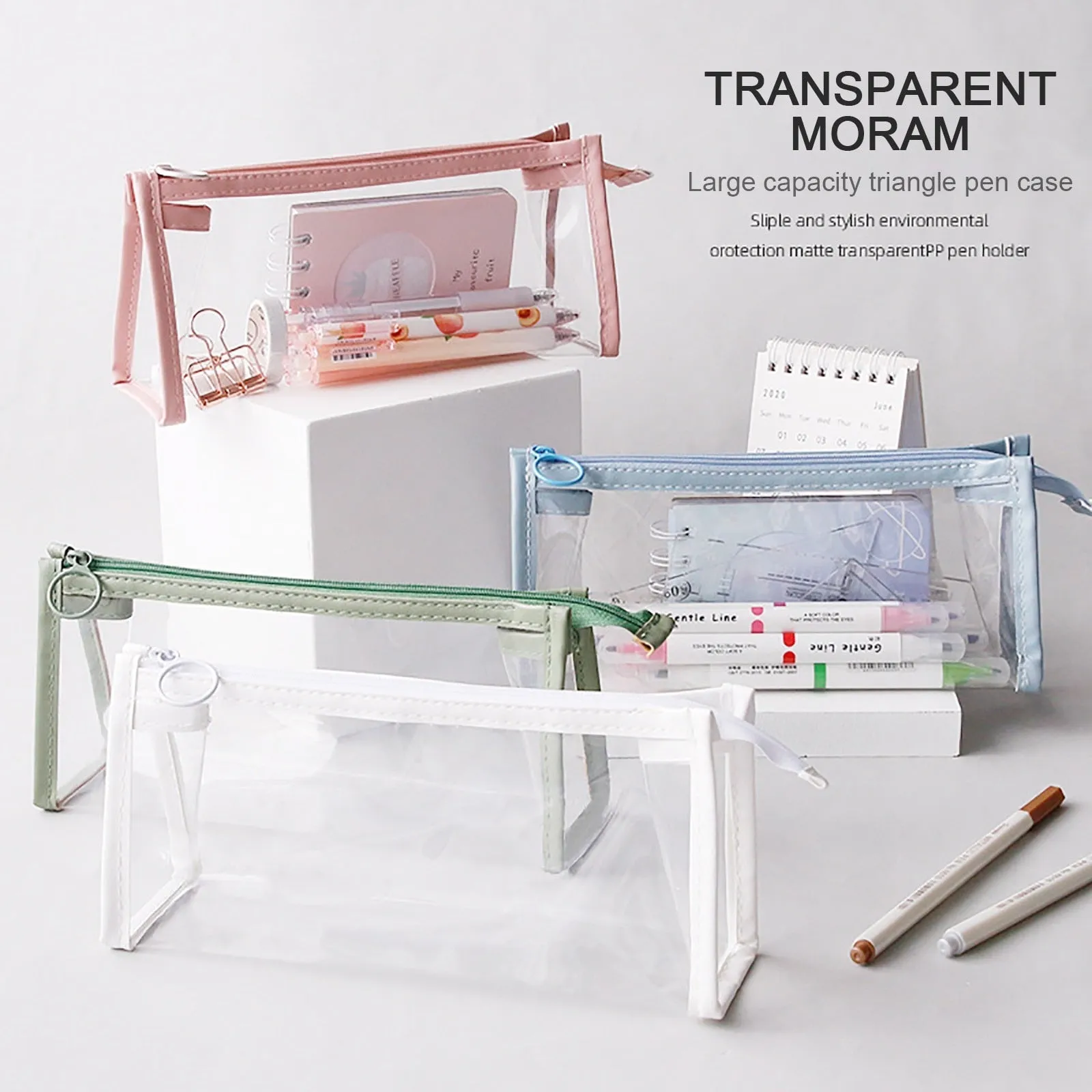 Realaiot Exam Transparent Pencil Case Office Student Pencil Cases School Supplies Kawaii Pen Box Astuccio Scuola Estuche Escolar