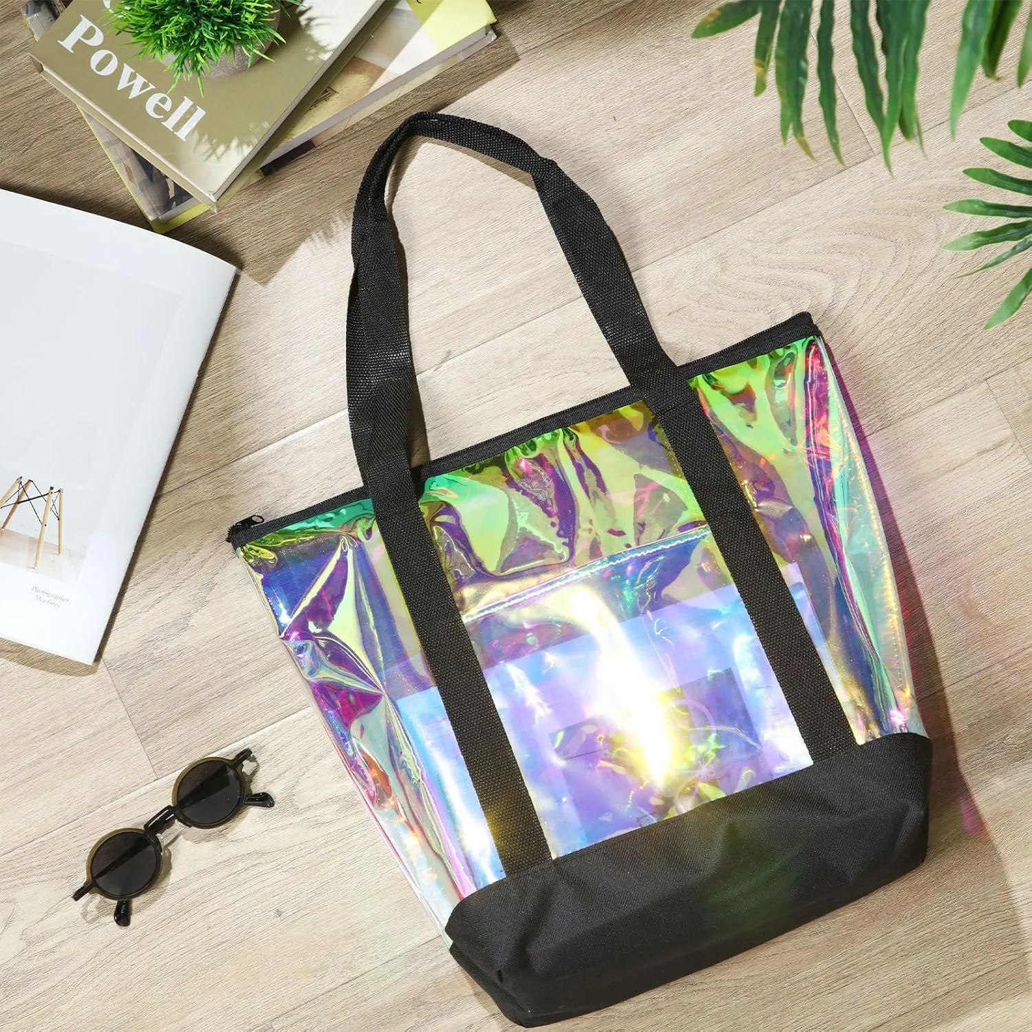 Reginary 8 Pieces Clear Tote Bags Shoulder Handbag Security Approved See Through Bag with Zipper Closure for Travel Work