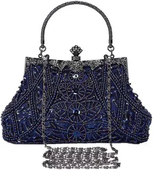 Selighting 1920s Vintage Beaded Clutch Evening Bags for Women Formal Bridal Wedding Clutch Purse Prom Cocktail Party Handbags