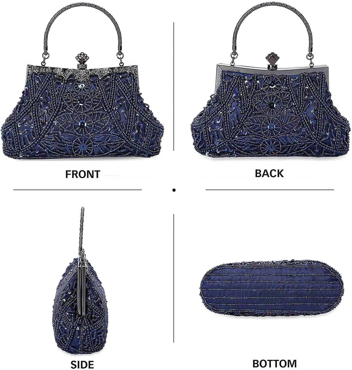 Selighting 1920s Vintage Beaded Clutch Evening Bags for Women Formal Bridal Wedding Clutch Purse Prom Cocktail Party Handbags