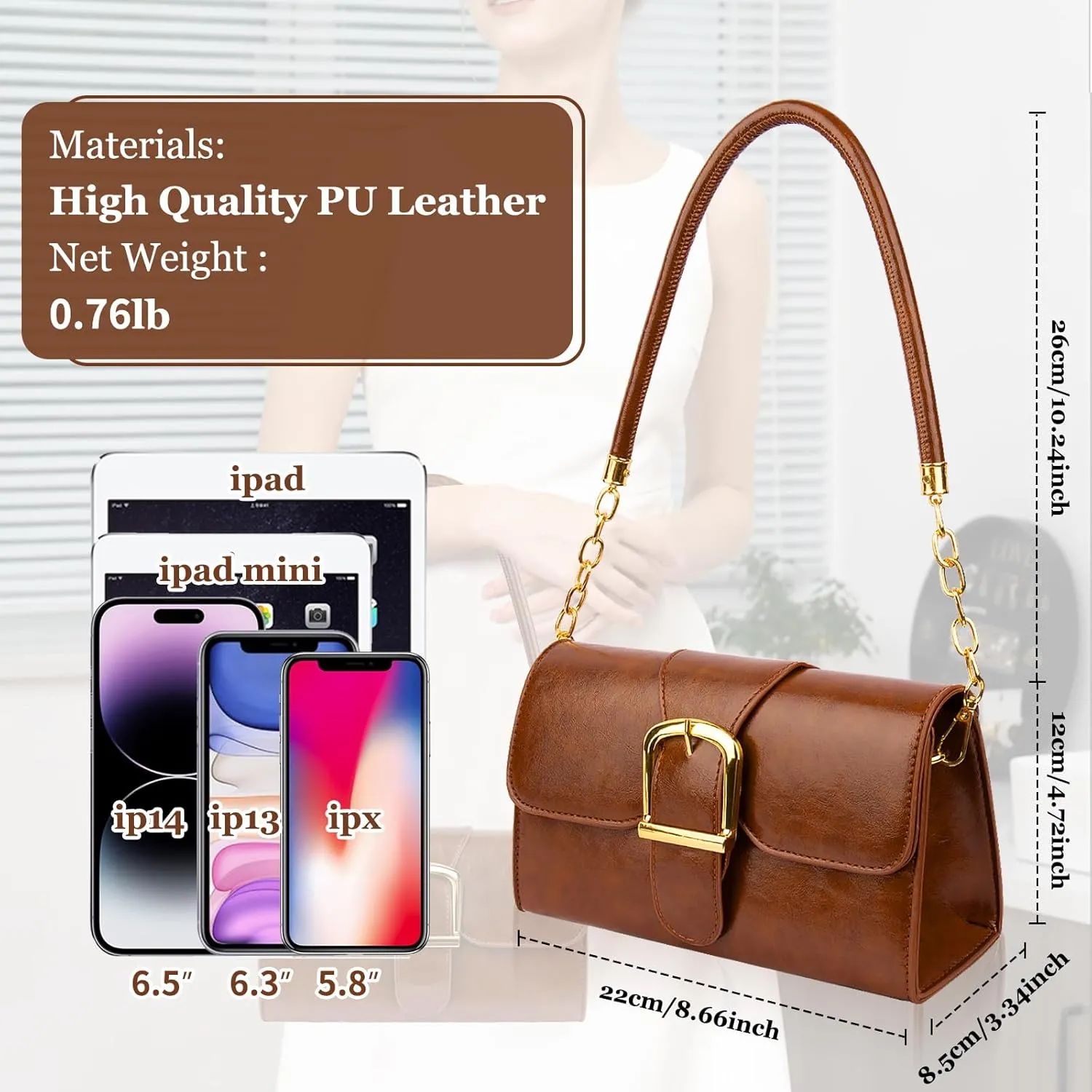 Shoulder Bag for Women, Cute Soft PU Leather Small Purse Handbags, Trendy Underarm Bag Tote Clutch Purses for Women