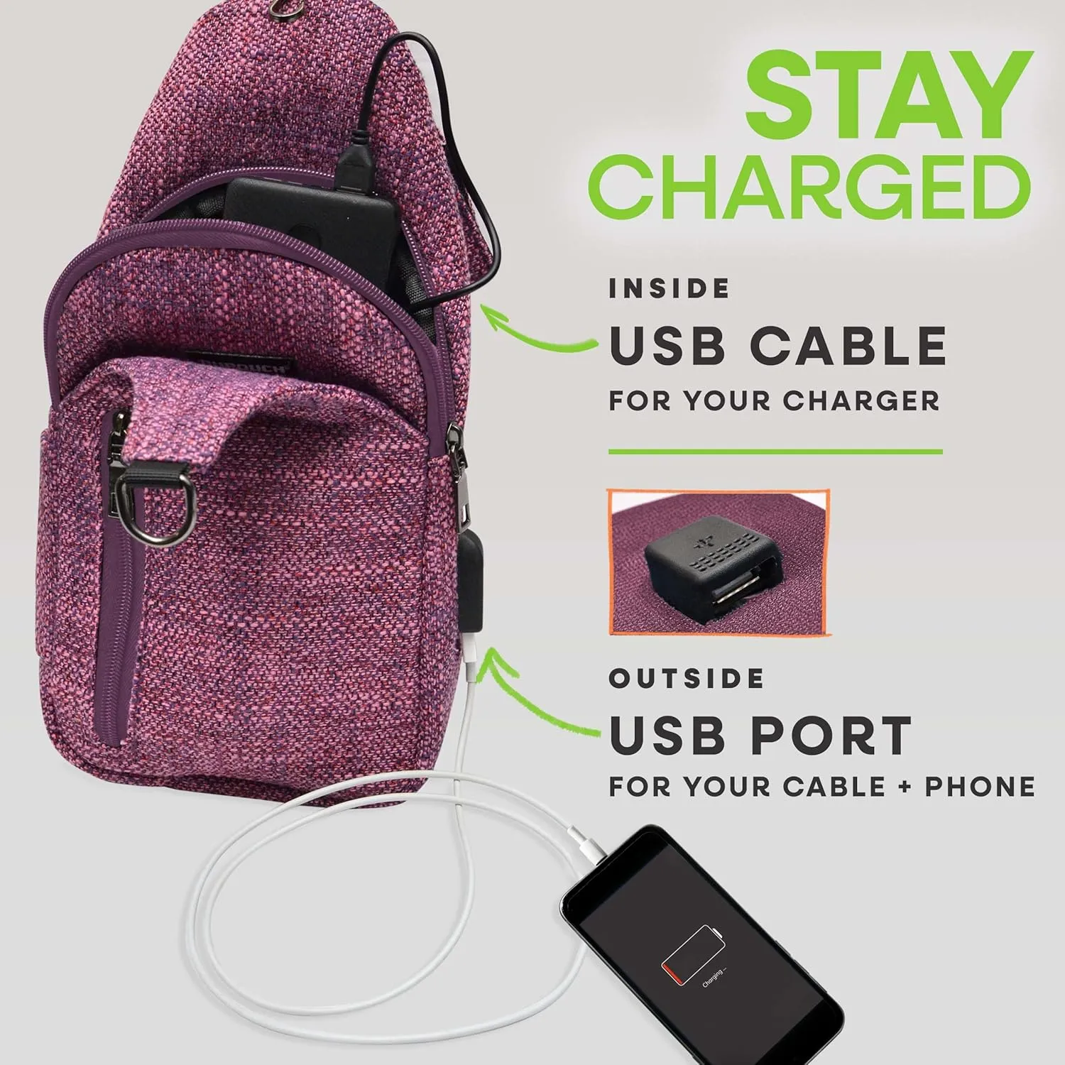Sonoma Antitheft Daypack Crossbody Sling Backpack, USB Charging, Lightweight Day Pack for Travel, Hiking, Everyday, Regular Colorblock Tan