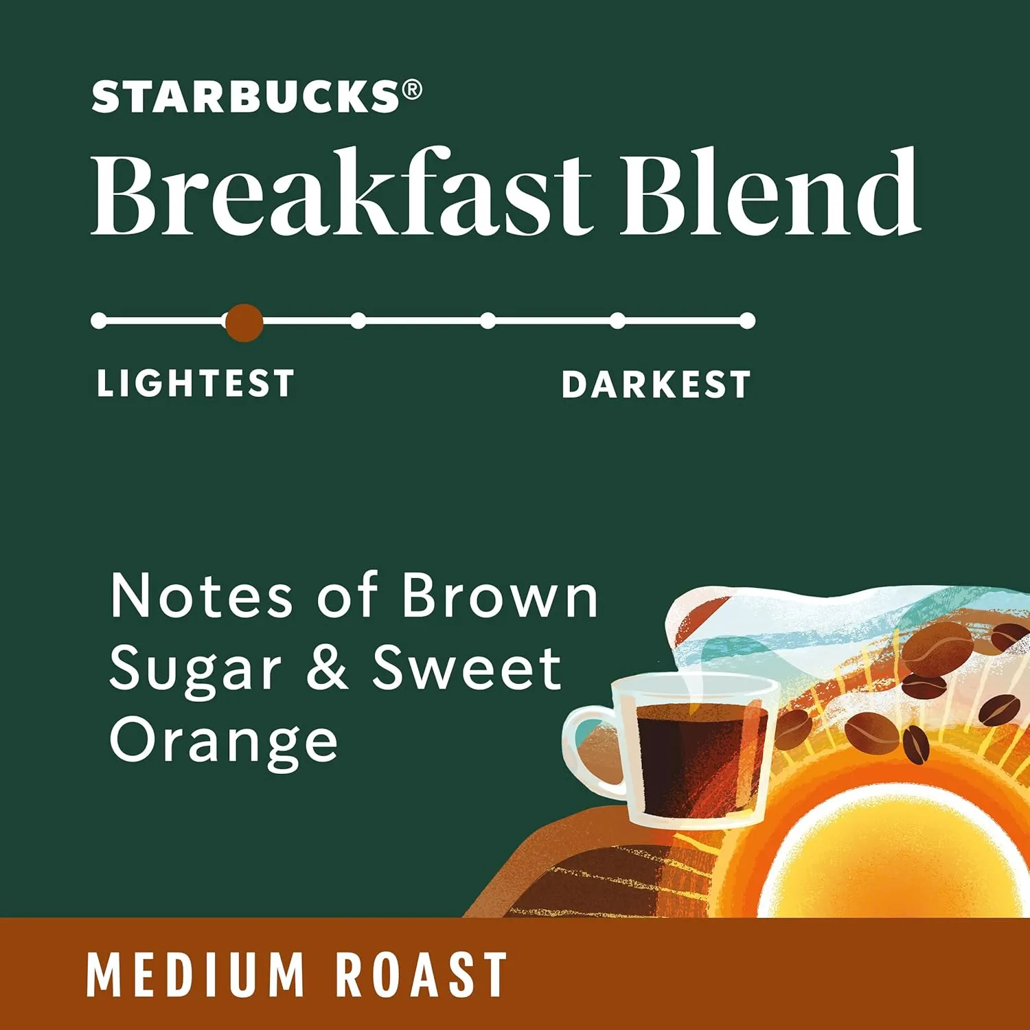 Starbucks Whole Bean Coffee, Medium Roast Coffee, Breakfast Blend, 100% Arabica, 6 bags (12 oz)