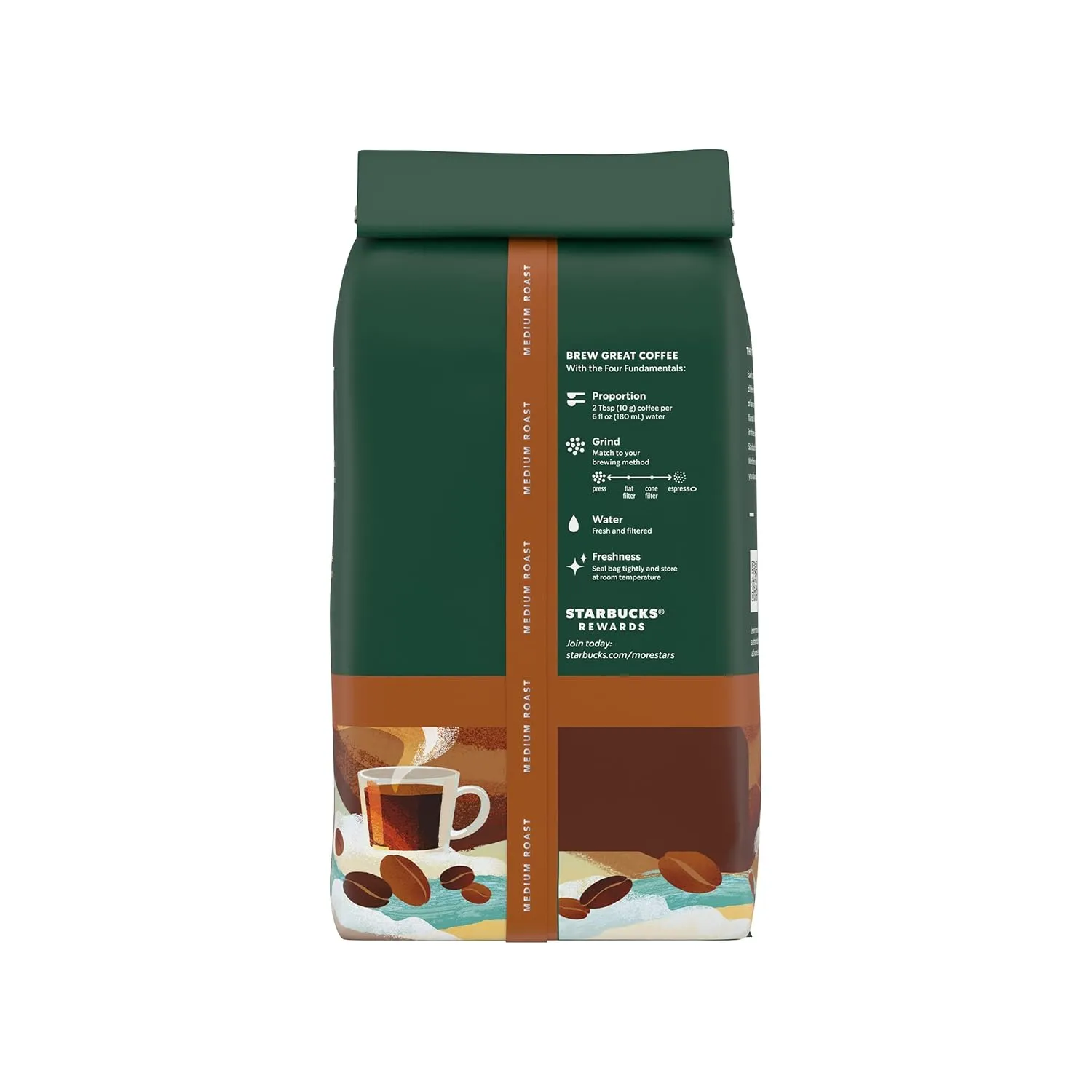 Starbucks Whole Bean Coffee, Medium Roast Coffee, Breakfast Blend, 100% Arabica, 6 bags (12 oz)