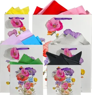 suosicn 6 Pcs Birthday Gift Bags for Women Large Medium and Small Gift Bags for Celebrating Birthdays Mother's Day Christmas Weddings Anniversaries