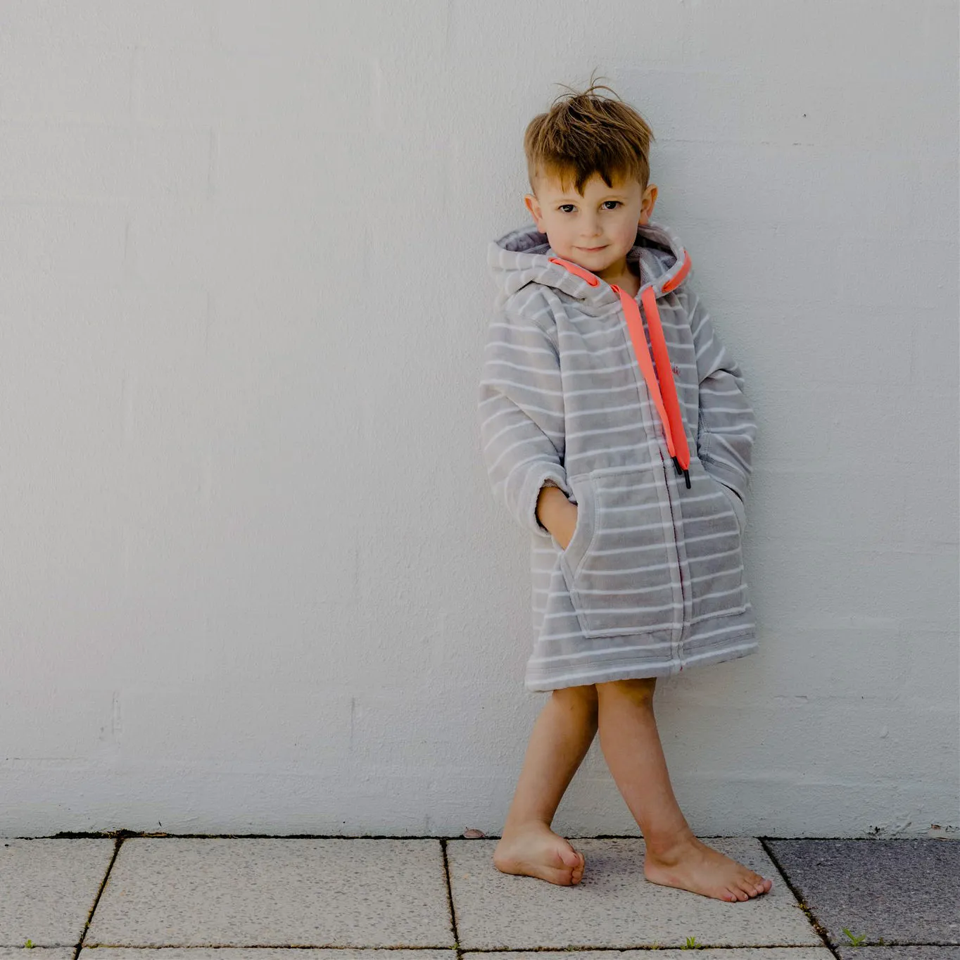 Swim Hoodie Grey with Coral Trim – Babies   Tots