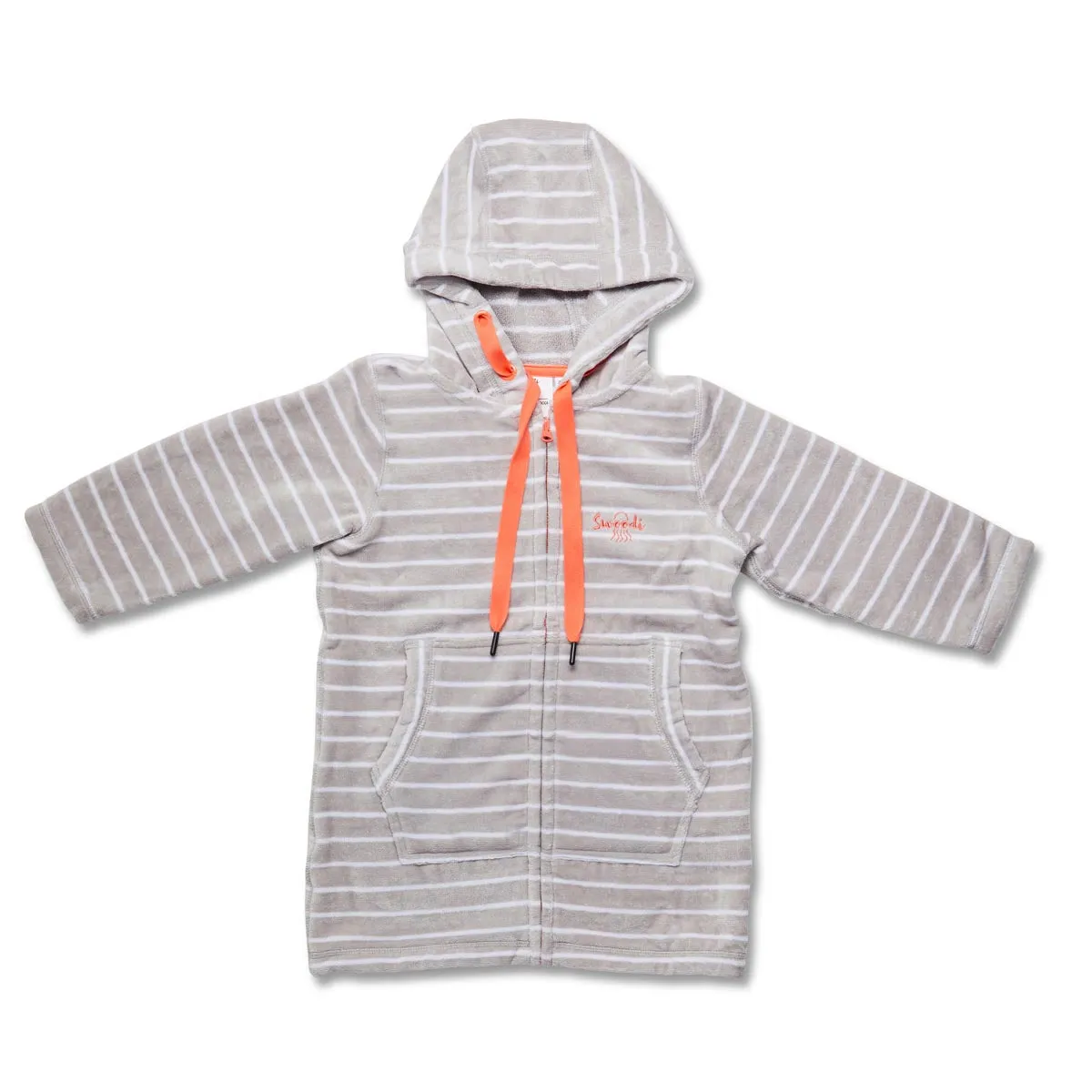 Swim Hoodie Grey with Coral Trim – Babies   Tots