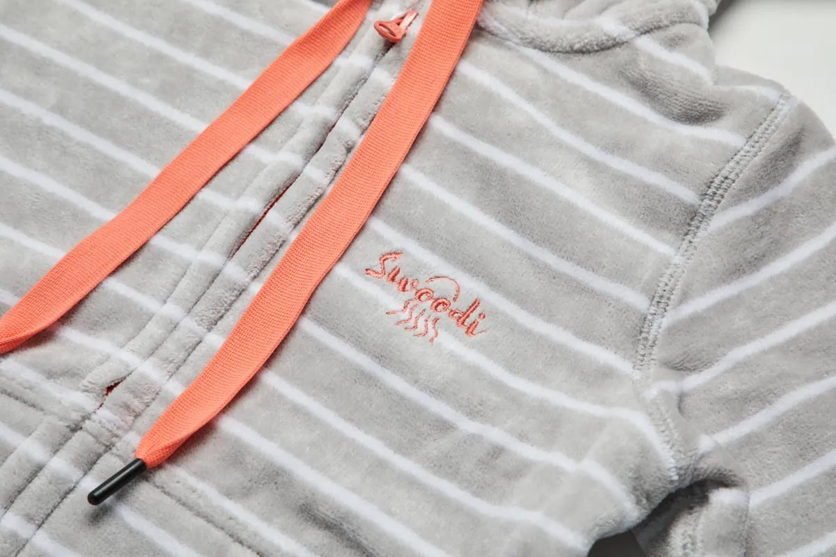 Swim Hoodie Grey with Coral Trim – Babies   Tots