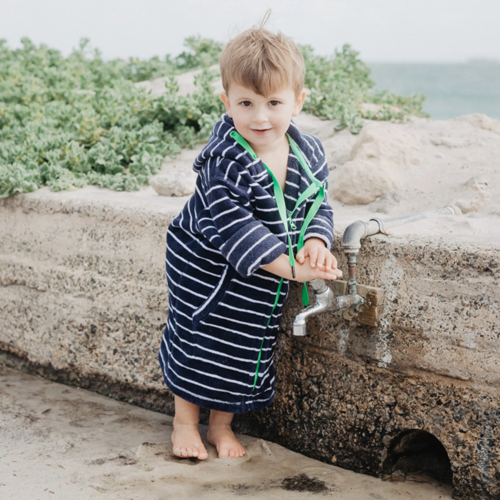 Swim Hoodie Navy with Green Trims – Babies   Tots