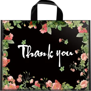 Thank You Bags, 50 Pack Extra Thick 12"x15" Reusable Shopping Bags for Boutique, Plastic Retail Gift Merchandise