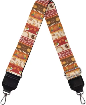 TODIYADDU Thanksgiving Pumpkin Wide Strap Crossbody Bags for Women Turkey Leaves Purse Straps Replacement Crossbody Guitar Strap Purse for Music Lovers Outdoor Sports for Women Bag Straps Gifts