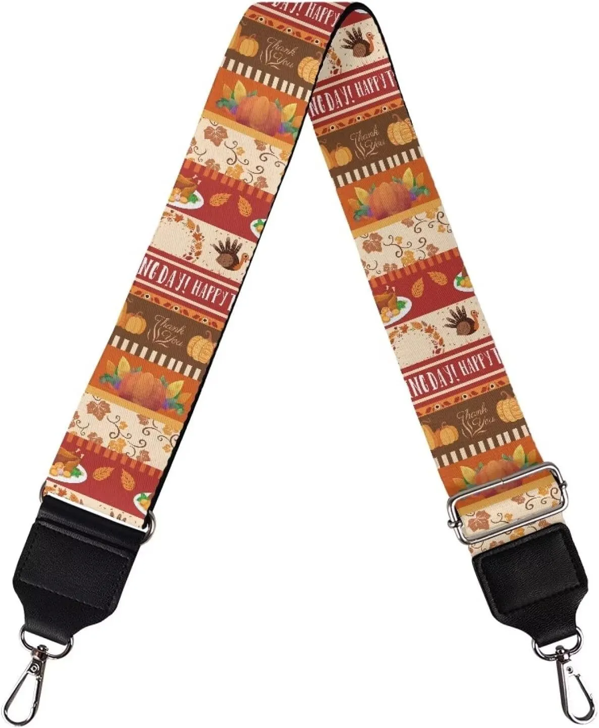 TODIYADDU Thanksgiving Pumpkin Wide Strap Crossbody Bags for Women Turkey Leaves Purse Straps Replacement Crossbody Guitar Strap Purse for Music Lovers Outdoor Sports for Women Bag Straps Gifts