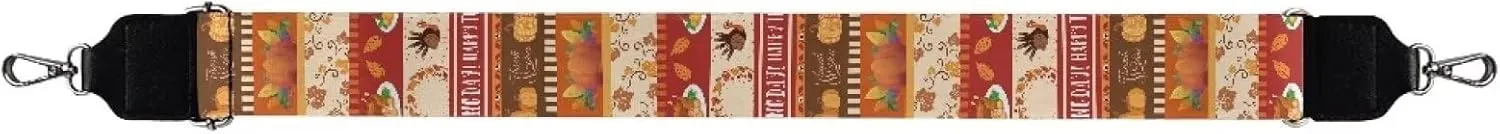 TODIYADDU Thanksgiving Pumpkin Wide Strap Crossbody Bags for Women Turkey Leaves Purse Straps Replacement Crossbody Guitar Strap Purse for Music Lovers Outdoor Sports for Women Bag Straps Gifts