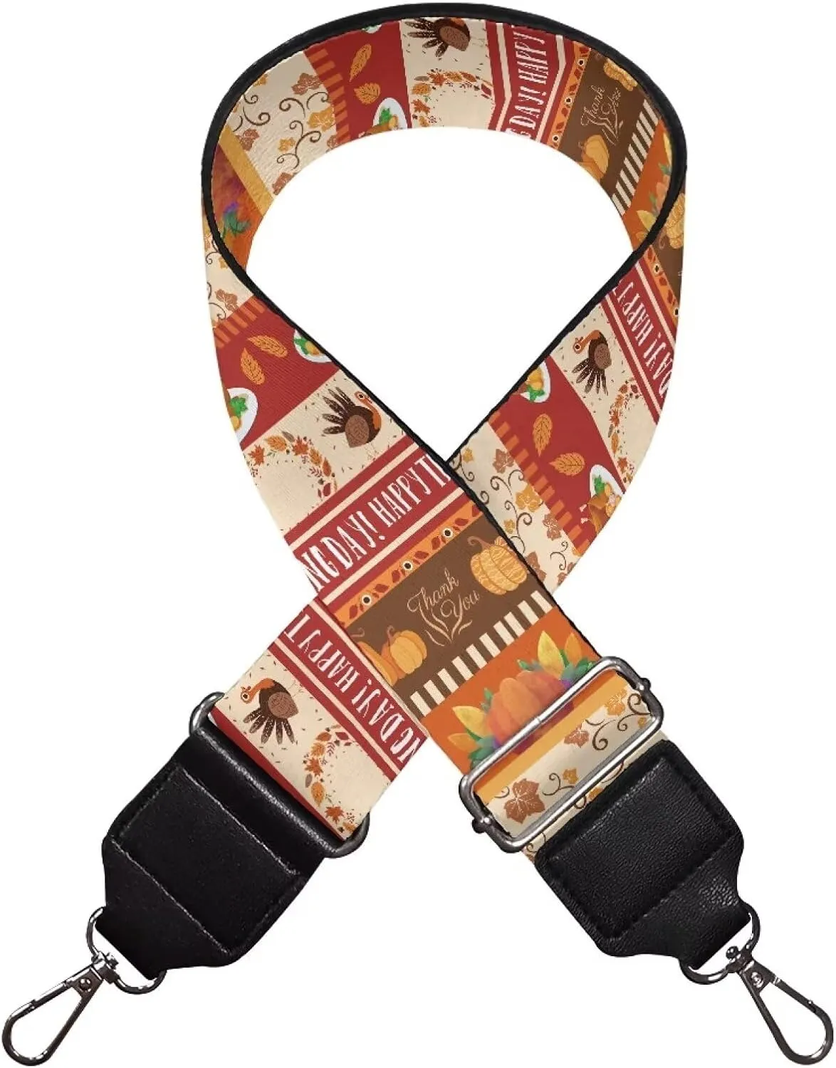 TODIYADDU Thanksgiving Pumpkin Wide Strap Crossbody Bags for Women Turkey Leaves Purse Straps Replacement Crossbody Guitar Strap Purse for Music Lovers Outdoor Sports for Women Bag Straps Gifts