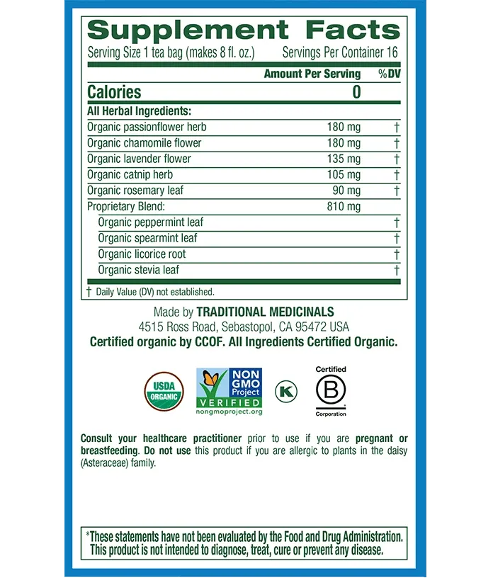 Traditional Medicinals - Organic Cup of Calm® Tea, 16 Bags
