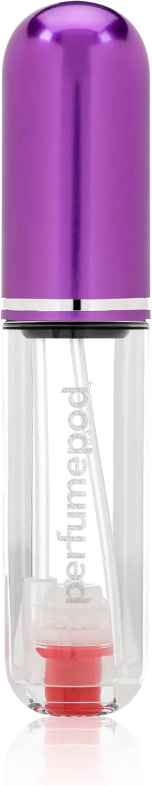 Travalo Perfume Pod Ice - Refillable Travel Perfume Atomizer with High Definition Mini Pump Sprayer - Portable, TSA Approved - Easy Fill - Leak Proof - Purple - 0.6oz