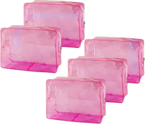 Travel Accessories Cosmetic Pouch Bag Makeup Bag Transparent Custom Clear Pvc,PVC for Woman Fashion Zipper Letter (B028-100-34（Light Pink）)