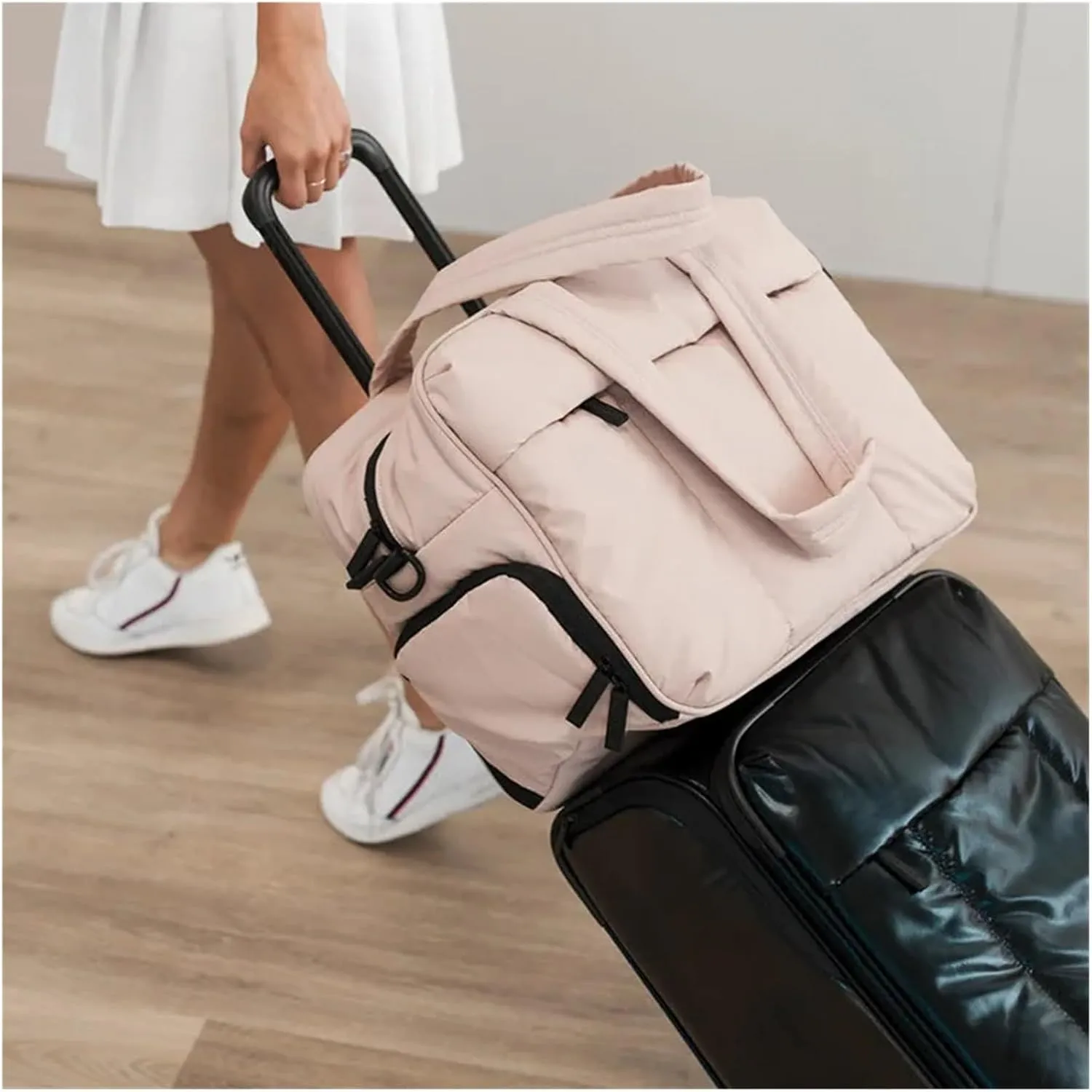 Travel Duffel Bag Down Duffel Bag Large Capacity Women Shoulder Bags Multifunctional Large Capacity Dry Wet Separation Hand Bag(White)