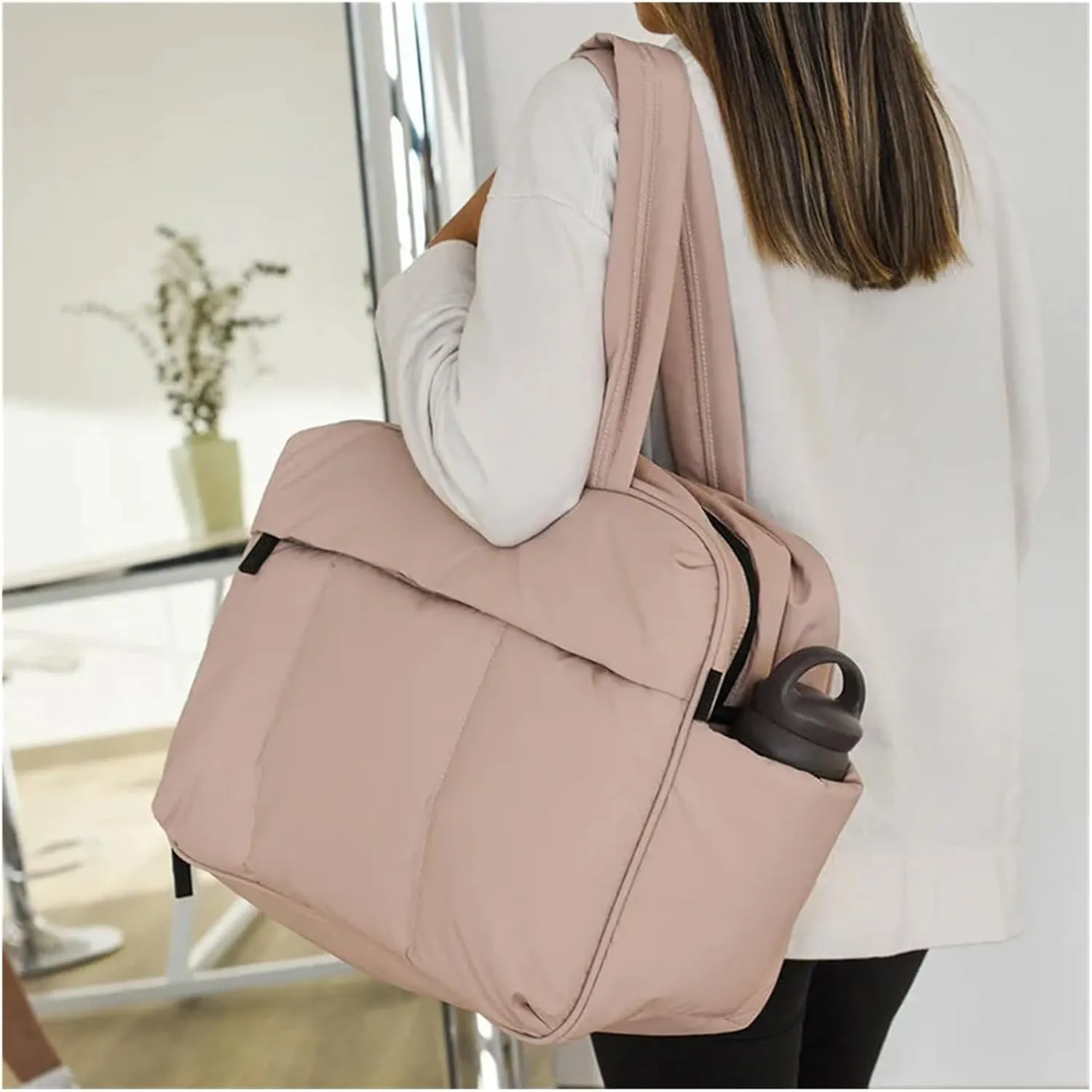 Travel Duffel Bag Down Duffel Bag Large Capacity Women Shoulder Bags Multifunctional Large Capacity Dry Wet Separation Hand Bag(White)
