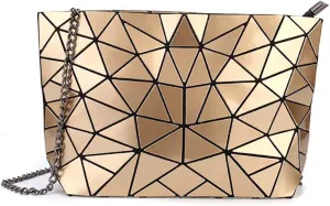 Ulalaza Geometric Lattice Luminous Purse Chain Crossbody Clutch Purses Tote Handbags Holographic for Women