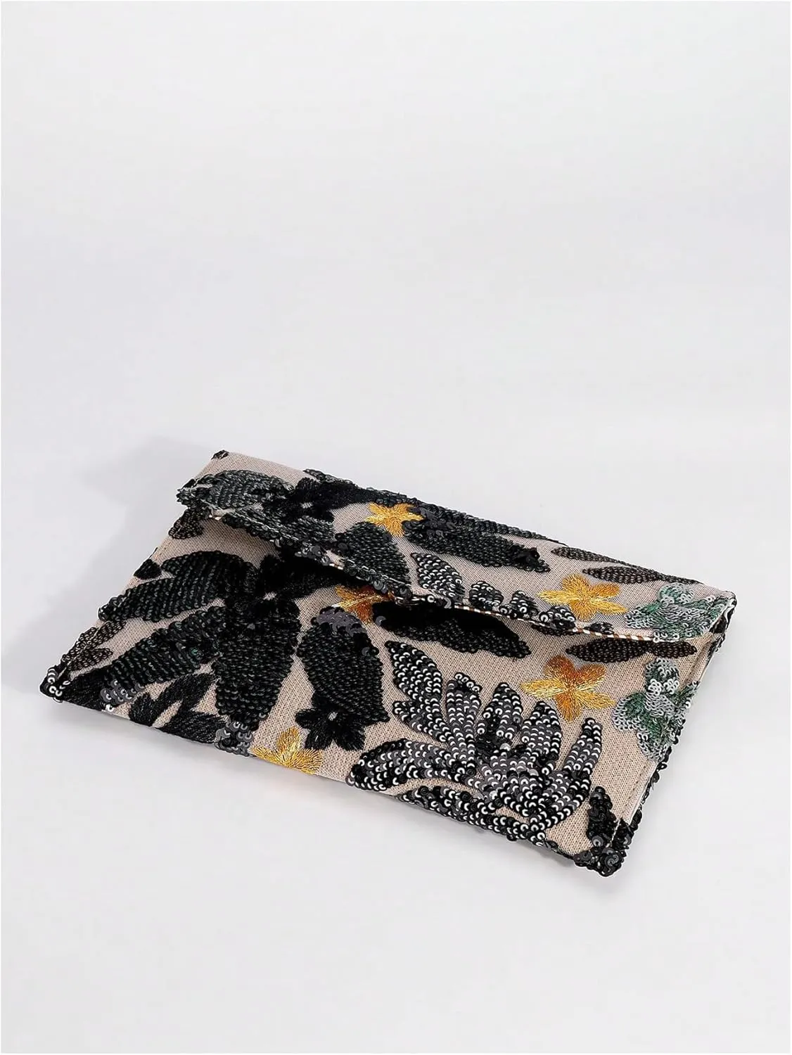 Verdusa Women's Floral Embroidery Sequin Evening Clutch Bags Party Purses