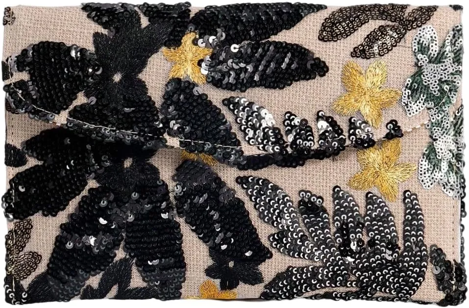 Verdusa Women's Floral Embroidery Sequin Evening Clutch Bags Party Purses
