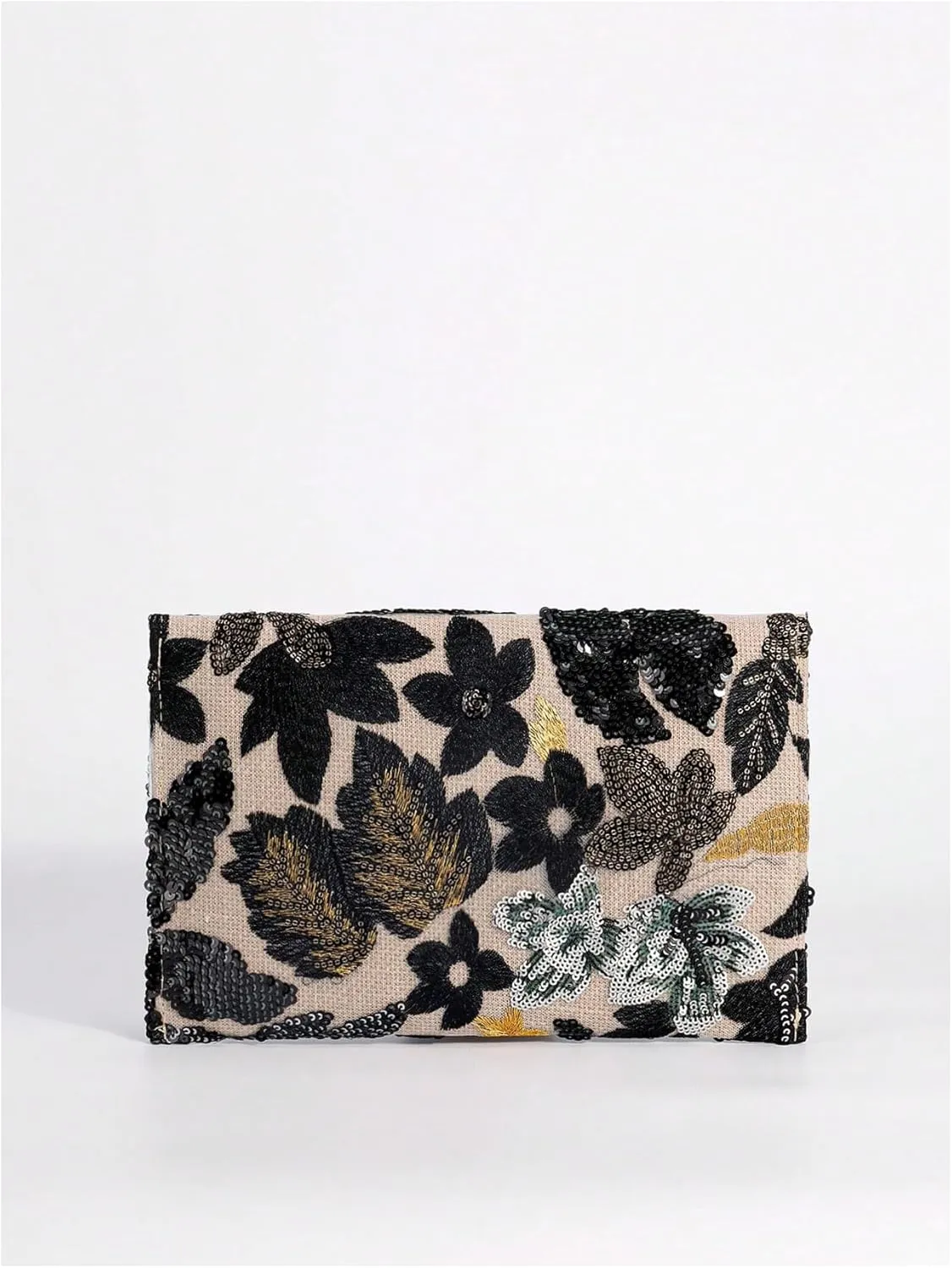 Verdusa Women's Floral Embroidery Sequin Evening Clutch Bags Party Purses