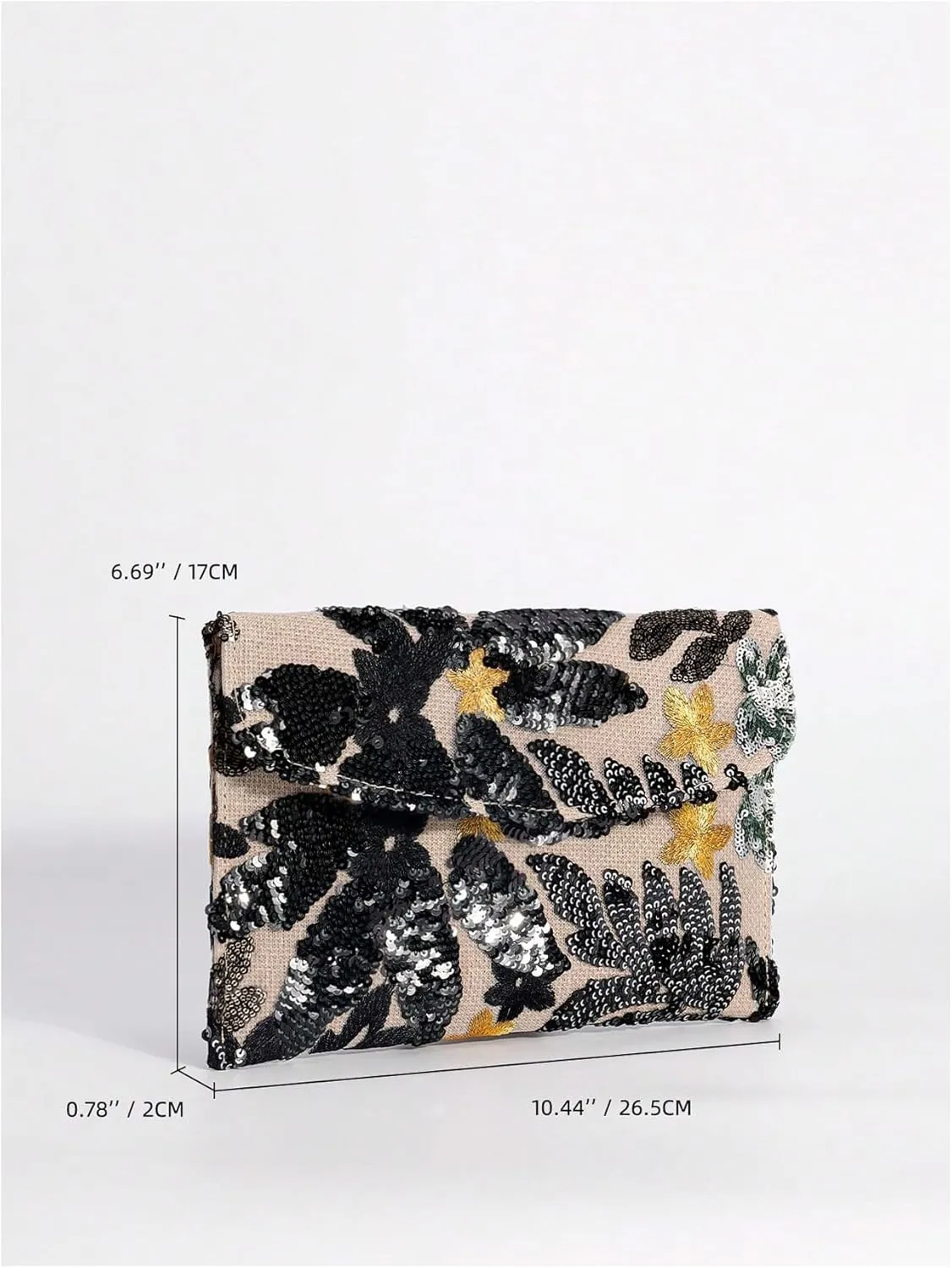 Verdusa Women's Floral Embroidery Sequin Evening Clutch Bags Party Purses