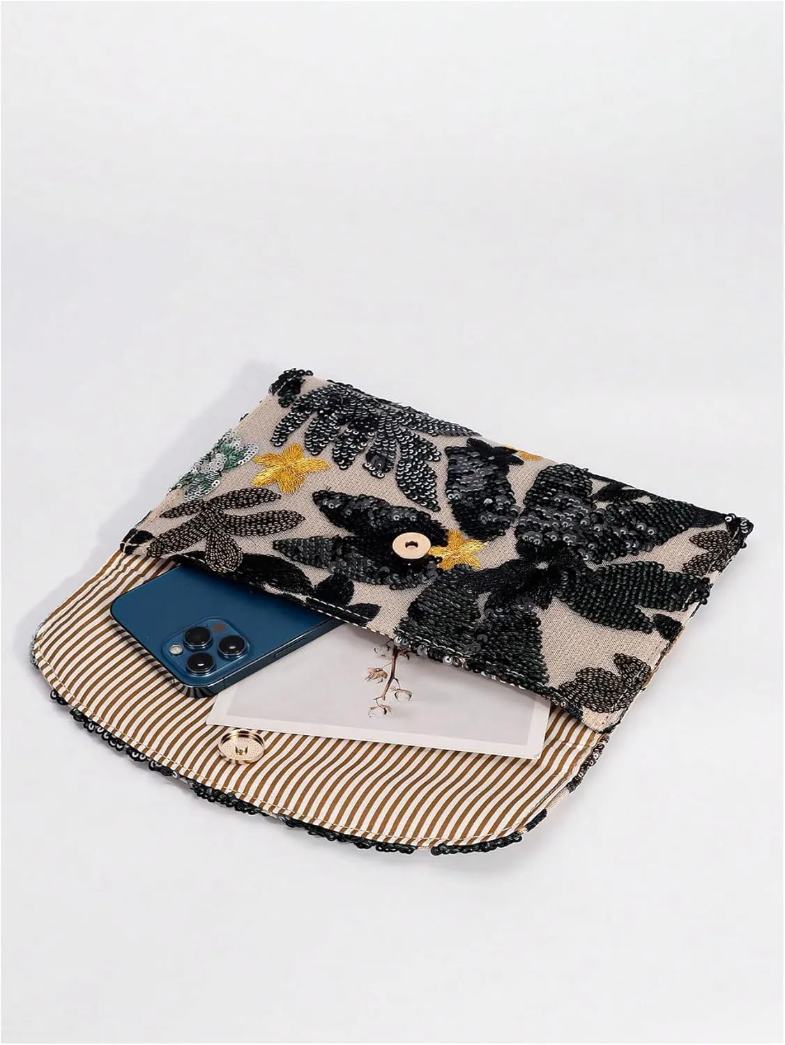 Verdusa Women's Floral Embroidery Sequin Evening Clutch Bags Party Purses