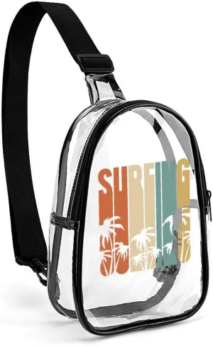 Vintage Surfing Fashion Sling Bag PVC Transparent Unisex Crossbody Bags Cute Travel Chest Pack