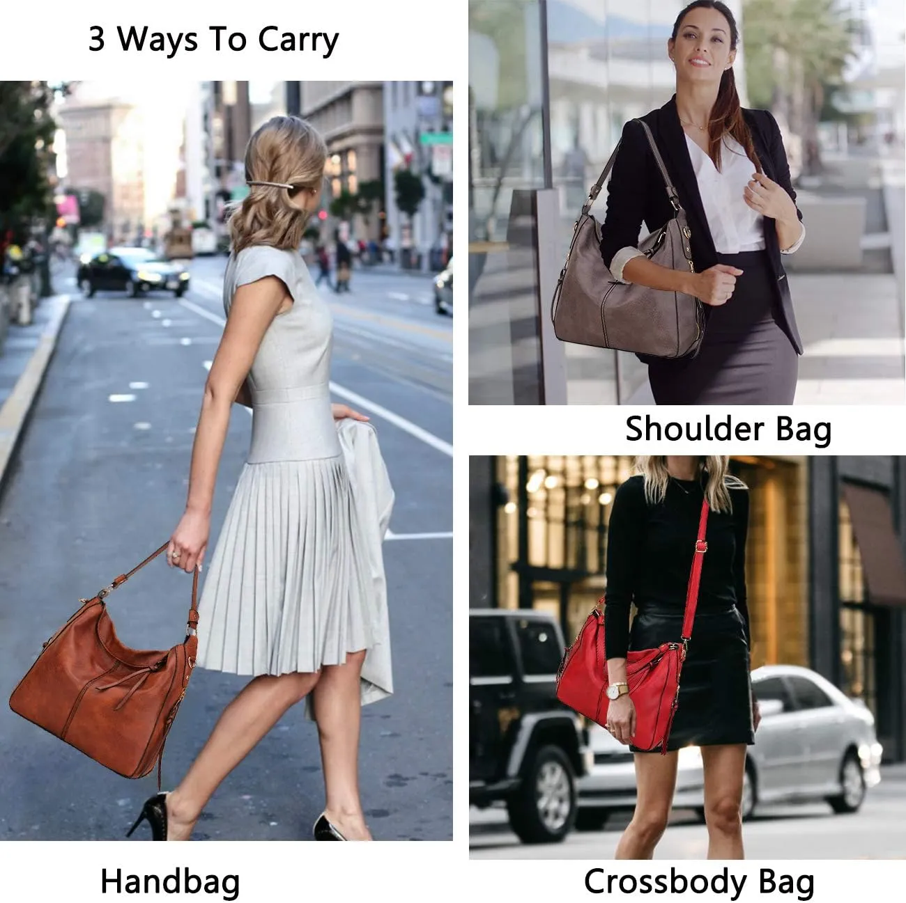VX VONXURY Hobo Bags for Women, Faux Leather Tote Purse Ladies Handbag Medium Shoulder Bags with Side Pockets for Work Travel