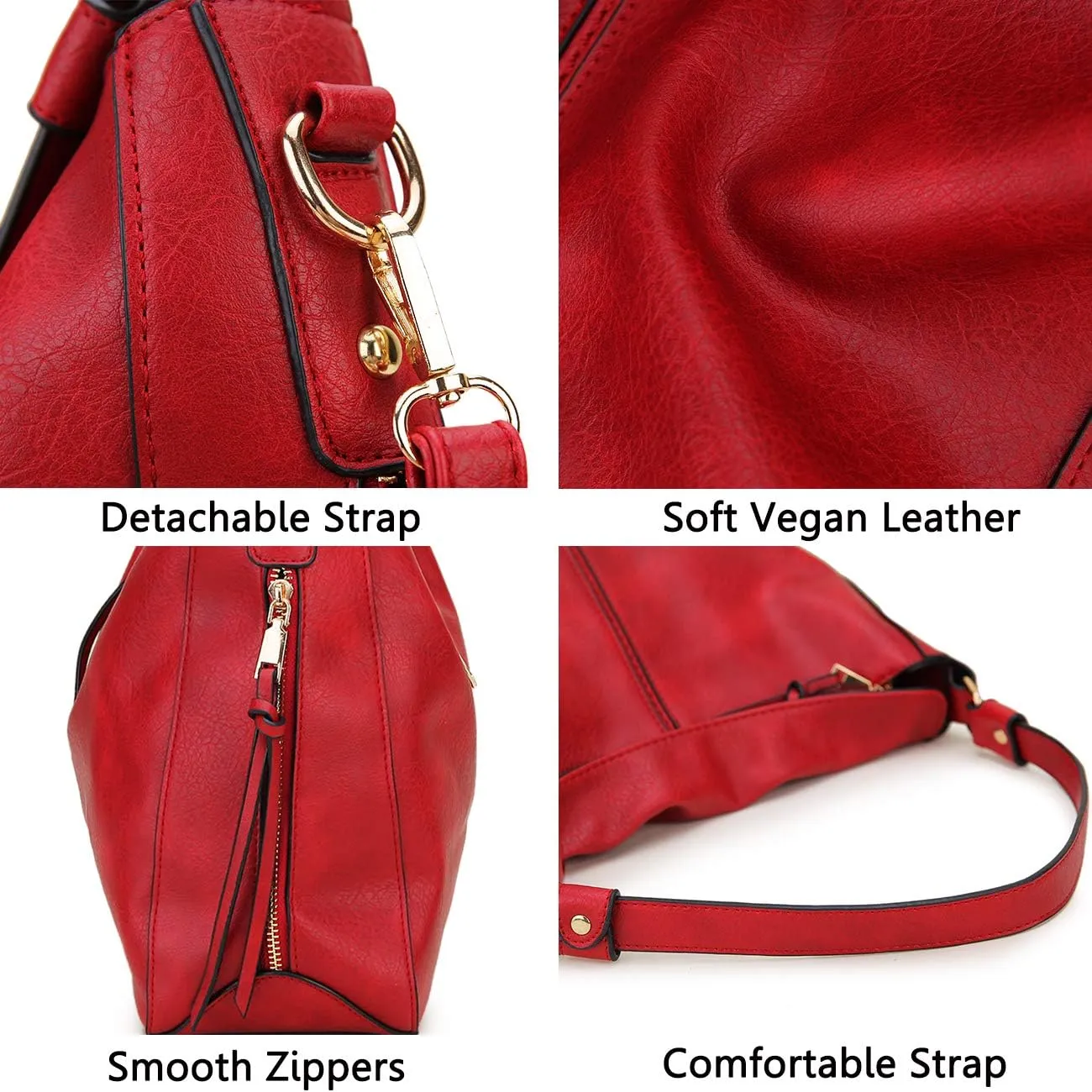VX VONXURY Hobo Bags for Women, Faux Leather Tote Purse Ladies Handbag Medium Shoulder Bags with Side Pockets for Work Travel