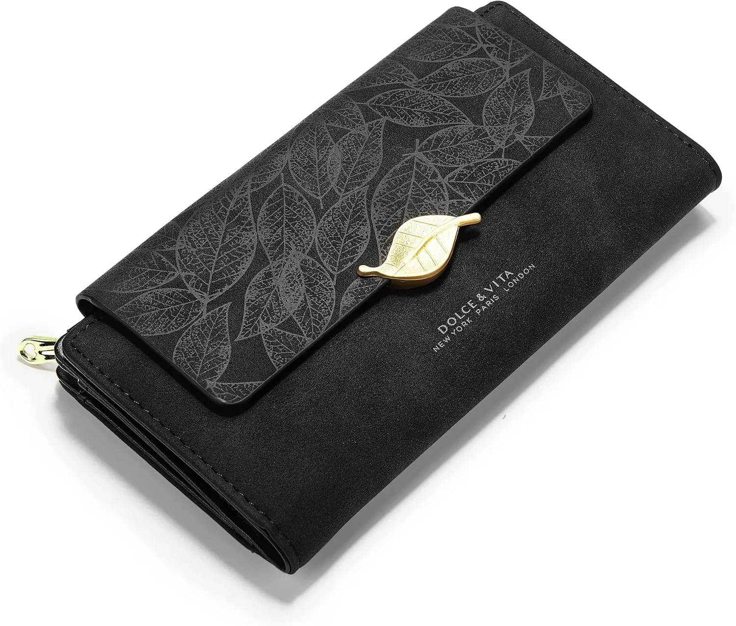 Wallets For Women Large Clutch Wristlet Phone Ladies Girls Cute Long Bifold Purse Unique Original Gift (Black)